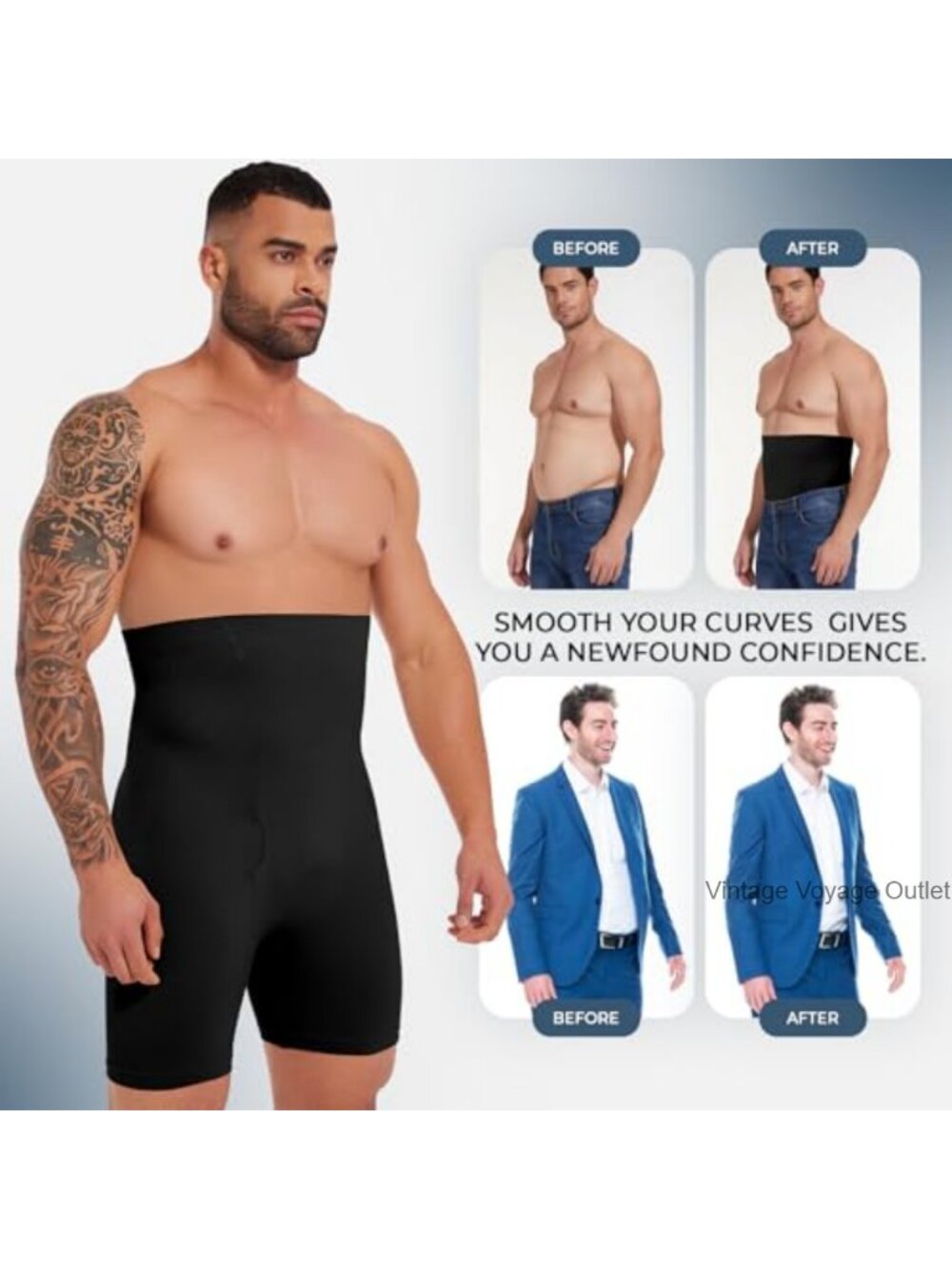 Men's Tummy Control Shapewear Shorts High Waist Compression Underwear - Picture 2 of 6